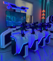 Mesin Game Arcade Tembak-Tembakan Koin 4 Pemain, Peralatan Video Game Simulator Tembak Virtual untuk Taman Hiburan