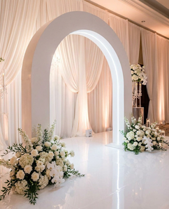 Hot-selling modern white PVC wedding <b>arch</b> backdrop <b>frame</b> with LED lights and acrylic 3D design for stage background - Product Image 5