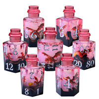 Bouteille de potion en résine faite à la main, ensemble de dés Cthulhu avec cœur liquide et motif dragon, police argentée pour jeu de table RPG - Bouteille de potion - 4