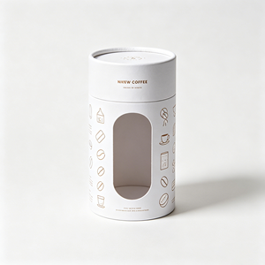 Custom Coffee Bean Cylinder Paper <b>Box</b> With Clear <b>Display</b> Window Custom Logo Kraft Tube For Coffee Bean Retail Gift Packaging - Product Image 2