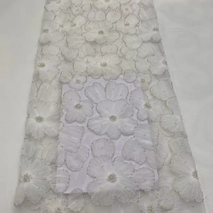 120 см ширина свадебное платье Вышивка Белый Тюль Chantilly кружева свадебное платье ткань для изготовления ресниц цветочные кружева Текстиль - Product Image 3