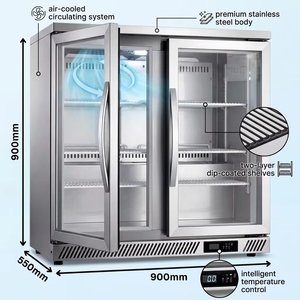Réfrigérateur de bar à économie d'énergie pour présentation, <span class=keywords><strong>auto</strong></span>-dégivrant, à circulation d'air, pour pub, vitrine réfrigérée à double porte, à brancher - Product Image 4
