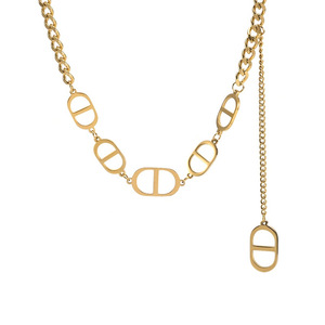 Collier de luxe inspiré des grandes marques pour femmes, collier en acier inoxydable plaqué or - Product Image 6
