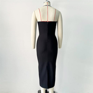 Vestido largo de satén informal personalizado 2025 para mujer con parte superior de ganchillo sin cámara con cuello cuadrado hasta la rodilla para fiestas de día de verano - Product Image 6