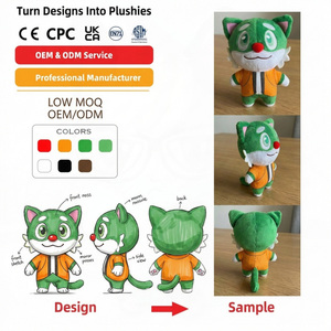 Peluche personnalisée, poupée en peluche, animal moelleux, chat en veste orange, marchandises de convention de bande dessinée, peluche Rayquaza, peluche Kugigs, peluche personnalisée OEM - Product Image 1