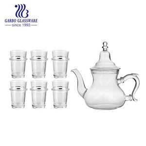 إبريق شاي زجاجي مقاوم للحرارة سعة 900 مل، أكواب زجاجية ملونة سعة 170 مل (7 أونصة) بكميات طلب صغيرة، إبريق ذهبي وفضي، طقم شاي مغربي - Product Image 6