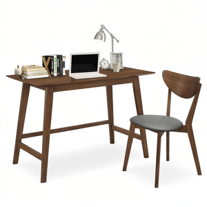 Juego de escritorio de computadora de 2 piezas de nogal Escritorios elegantes - Product Image 1