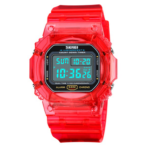 Skmei 1999 montre carrée pour homme, montres lumineuses <span class=keywords><strong>LE</strong></span>, 50 m, chronographe transparent, écran LED, montre de sport numérique pour homme et femme - Product Image 4