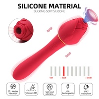 Echte Rose mit Griff Rosen-Vibrator für Frauen, 5 Starke Saugmodi & 10 Vibrationsmodi Klitoris-Stimulator Dildo Sexspielzeug Rose