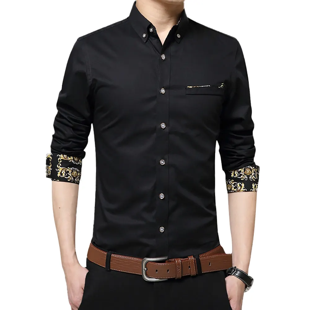 Men's Solid Color Slim Fit Long Sleeve Casual Button Down Dress Shirts
