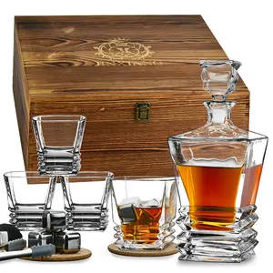 N36 Whiskey Decanter Gift Set Box Whiskey Stones Gift Set Ice Cube Glass High Quality Party Whiskey Glass