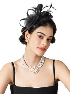 Fascinator chapeaux pour femmes Tea Party bandeau Kentucky Derby mariage fleur maille voile fête décoration - Product Image 5