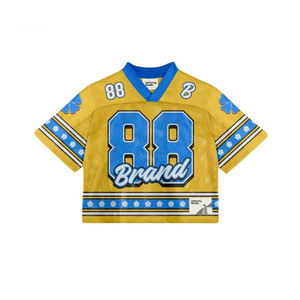 เสื้อยืดกราฟิกแบบมีลายสกรีนตามสั่งสำหรับผู้ชาย เสื้อฟุตบอลแนวสตรีทสปอร์ต ทรงโอเวอร์ไซส์ ผ้าตาข่าย ระบายอากาศได้ดี สำหรับผู้ชาย - Product Image 1