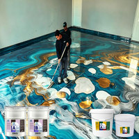 Résine époxy liquide 100% solide auto-nivelante effet marbre brillant, revêtement et peinture de sol époxy 3D métallique artistique