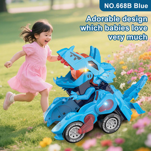 Personnalisé 2 en 1 automatique <span class=keywords><strong>dinosaure</strong></span> <span class=keywords><strong>transformer</strong></span> voiture jouets avec lumière et musique véhicule électrique cadeaux pour garçons - Product Image 3