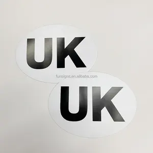 Tahan air pelat UK magnetik Oval tahan UV, stiker mobil magnetis UK, Magnet mobil Inggris