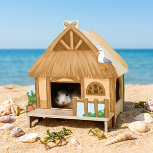 Casetta <span class=keywords><strong>per</strong></span> Criceti Multifunzionale Grande, Design Originale, Stile Oceano, in Legno, Facile da Pulire, con Chiusura a Strappo - Vendita Calda - Product Image 1