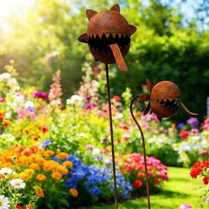Piquets de jardin en métal en forme de Piège à mouches de Vénus, 31 pouces, thermolaqués, résistants aux intempéries, faits à la main, pour plantes carnivores, décoration extérieure de jardin, faciles à installer - Product Image 2