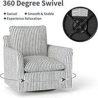 Fauteuil d'appoint carré pivotant INZOY de style moderne du milieu du siècle, avec dossier rembourré épais, ergonomique, gain de place, en tissu, pieds droits