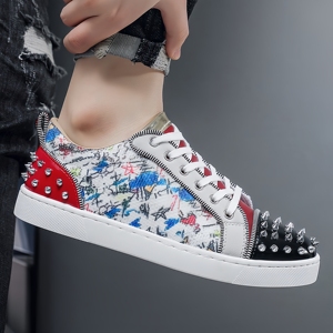 Nuove <span class=keywords><strong>Scarpe</strong></span> Casual da Uomo Primavera 2026, Sneakers con Borchie, Stile Coreano alla Moda con Strass, <span class=keywords><strong>Scarpe</strong></span> Trendy da Uomo - Product Image 4