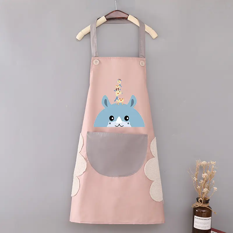 Customized Logo PVC Chef Cooking Kitchen Waterproof and oil-proof pink Bib Apron