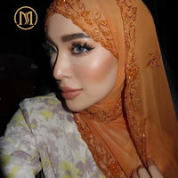SHENGMO broderie perlée 70*180cm plaine en mousseline de soie Hijab musulman écharpe châle usine en gros conception personnalisée taille Logo