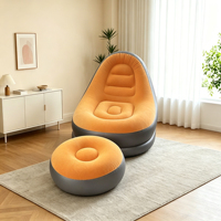 Canapé gonflable portable en PVC floqué avec repose-pieds, fauteuil gonflable individuel pliable pour salon - Vente en gros usine