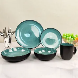 Extremely Durable Dinner Set Wholesale Manufacturer Cutlery Set Plate Luxury Green Dinnerware Sets