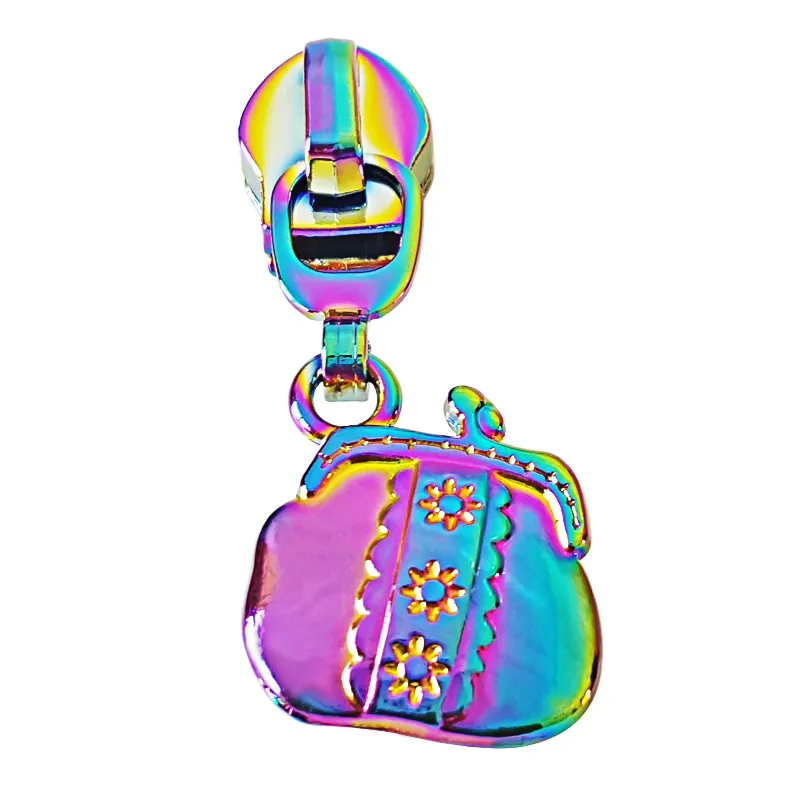 Fashion Rainbow Decorative Handbag Zipper Pulls Metal Zipper Ends Head Zip Sliders Puller For Purse and Garment