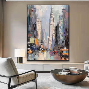 <span class=keywords><strong>Peinture</strong></span> murale encadrée en toile de grande taille, paysage texturé en 3D de la ville de <span class=keywords><strong>New</strong></span> <span class=keywords><strong>York</strong></span>, abstrait, fait à la main, décoration d'intérieur - Product Image 2