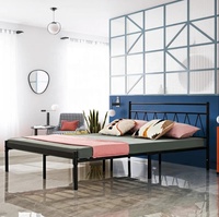 Prix direct usine, Structure robuste, usage domestique, noir, Queen Size, Double taille, plate-forme métallique, cadre de lit, lit blanc