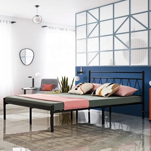 Giá Rẻ Trực Tiếp Nhà Máy Cấu Trúc Vững Chắc Sử Dụng Nhà Màu Đen Giường Đôi Cỡ Queen Kích Thước Giường Nền Kim Loại Giường Màu Trắng - Product Image 4