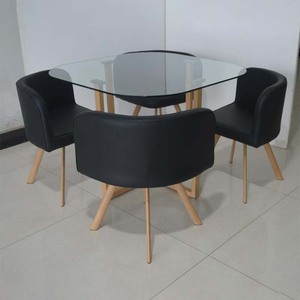 Modern space saving round dining room <span class=keywords><strong>4</strong></span> chairs stainless steel dining table and chair sets - Product Image 3