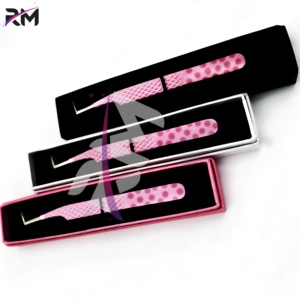 Pinzas Profesionales para Pestañas de Acero Inoxidable, Diseño Plateado con Punta Brillante, Logotipo Personalizado, Pinzas con Recubrimiento Rosa/Papel, Empaque en Caja de Cartón - Product Image 3