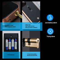 Serrure de porte intelligente électronique XSDTS F5 Tuya Wifi avec empreinte digitale, carte intelligente, mot de passe, clé, déverrouillage, charge d'urgence USB