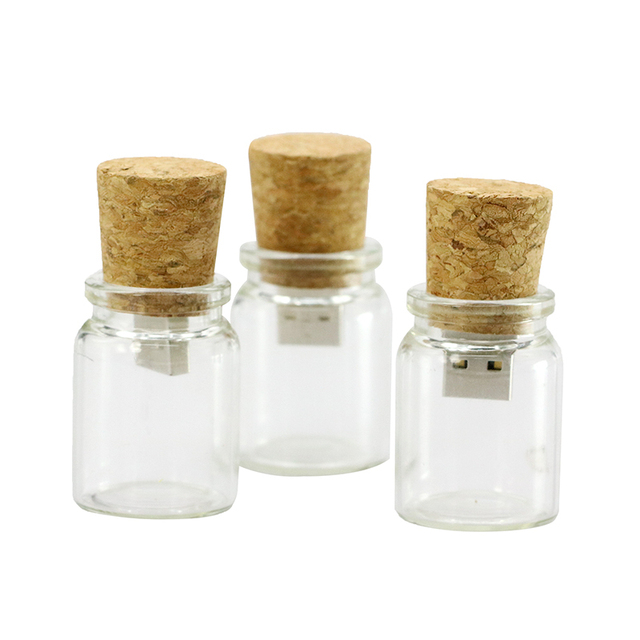 Drifting Bottle Shape Usb Memoria Usb Flash Drive 1gb 2gb 4gb 8gb 16gb 32gb Usb Stick Wooden Glass U Disk Pendrive
