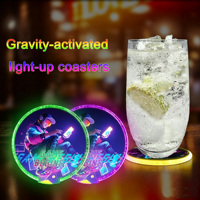Sous-verres LED lumineux à détection de gravité, à piles, colorés, pour ambiance, autocollants de tasse clignotants, pour la remise des diplômes et Thanksgiving, vente en gros