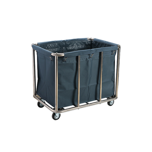 Hotel Room Service <b>Foldable</b> Stainless Steel Cleaning <b>Cart</b> 4-Wheel 100L Capacity Durable Linen Recycling Housekeeping Easy Use - Product Image 1