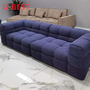 Muebles de Sala de Estar de Lujo Ligero, Diseño de Estilo Italiano, Sofá de Sala de Estar Retro Combinado de Tres Asientos <span class=keywords><strong>Marshmallo</strong></span> W - Product Image 6