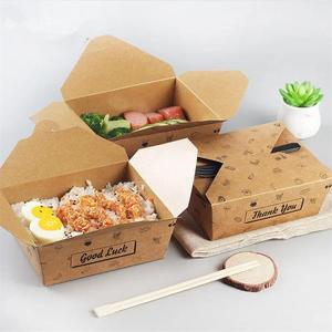 Emballage alimentaire à emporter, boîte de rangement pour riz, nouilles, salades, gâteaux, boîte à lunch en papier kraft personnalisée, conteneur alimentaire jetable - Product Image 6