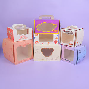<span class=keywords><strong>Caja</strong></span> de Regalo de Papel Rosa Ecológica de Tamaño Pequeño, <span class=keywords><strong>Caja</strong></span> de Pastel Biodegradable con Tapa Transparente, Solución de Empaque - Product Image 4