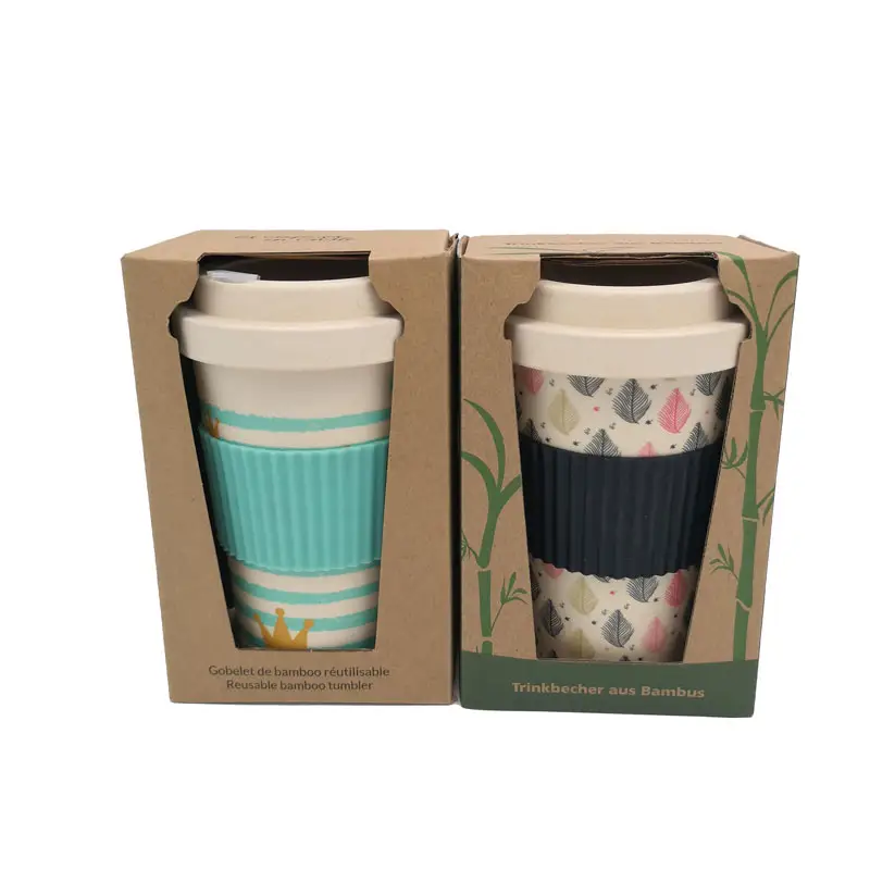 Taza reutilizable de fibra de bambú, taza ecológica de viaje para café, té y bebidas, regalo de 12OZ