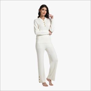 Conjunto de Pijamas de Algodón Orgánico de Manga Larga para Invierno, Ropa de Dormir de Bambú Personalizada, Conjunto de Mujer, Fábrica de Ropa de Vietnam - Product Image 3