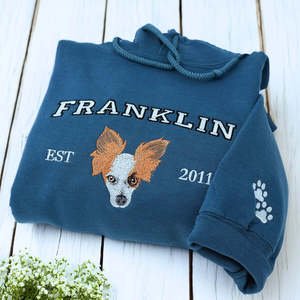 <span class=keywords><strong>Felpa</strong></span> con cappuccio con ricamo per animali domestici personalizzata con foto ritratto del tuo animale domestico regalo unico per gli amanti degli animali domestici - Product Image 1