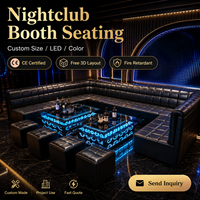 Sofa moderne de boîte de nuit d'angle sectionnel en forme de U de 7 places en L à usage commercial Ensemble de table de barre lumineuse à LED de luxe pour l'extérieur et l'hôtel