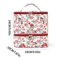 Tas Kosmetik Polyester Anti Air Lapis Ganda Kapasitas Besar Bermotif Quilted 30 Kompartemen