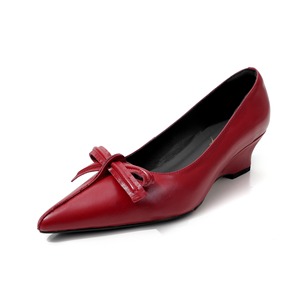 Chaussures à plateforme en cuir haut de gamme pour femme, style Printemps-Été 2026, à bout pointu, avec nœuds de jupe et talons aiguilles - Product Image 5