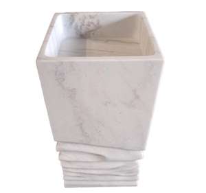 Évier en marbre <span class=keywords><strong>blanc</strong></span> Milas Lilac de luxe sur mesure |   Design côtelé unique pour la salle de bain - Product Image 3