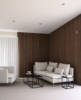 Panel Akustik Veneer kayu kenari alami kustom tongkat langit-langit paneel Akustik Slat Panel dinding Akupanel Dekor dalam ruangan
