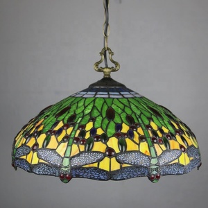 LongHuiJing Multicoloured Scarlet Tiffany-Style Stained Glass LED 3 <b>Light</b> Dragonfly Hanging Pendant Lamp 18" Shade 360 Beam - Product Image 3